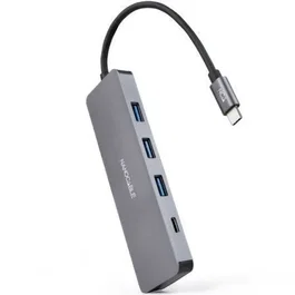 Nanocable hub usb-c/m a 3xusb3.0/h + 1xusb-c/h - 10cm - aluminio