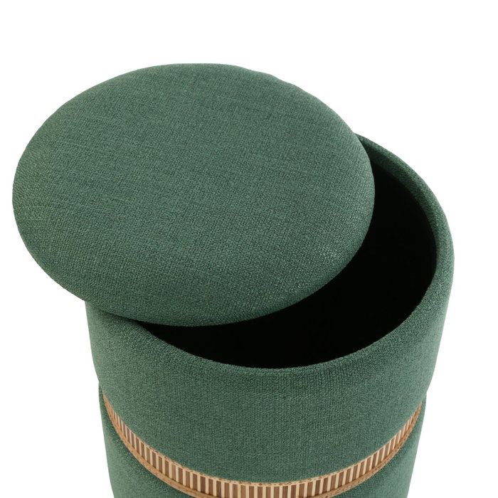 Puff Versa Verde Poliéster Lino Bambú Madera MDF