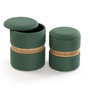 Puff Versa Verde Poliéster Lino Bambú Madera MDF