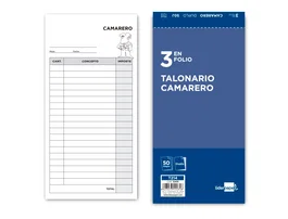 Liderpapel Talonario Camarero Original y Copia T214 3/Fº 102x205mm