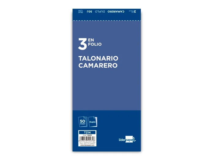 Liderpapel Talonario Camarero Original y Copia T214 3/Fº 102x205mm