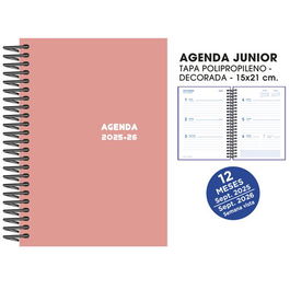 Agenda Escolar (2025-26) Senfort Junior Espiral Tapa Pvc 150X210 S/V Rosa