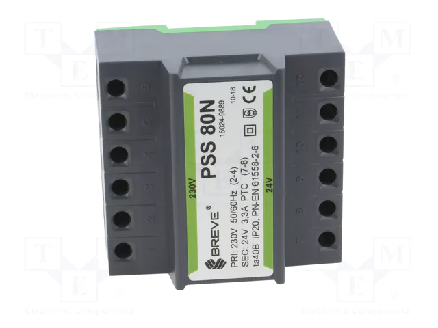 BREVE TUFVASSONS Transformador de red 80VA 230V/24V