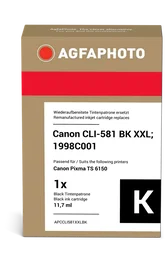 Agfa Photo Cartucho de tinta compatible con Canon CLI-581bk XXL Negro (1998C001) - Alto rendimiento ~6.360 páginas