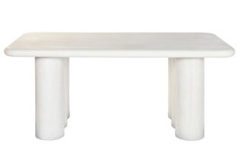 DKD Home Decor Feel and touch Mesa Comedor Blanco 180 x 90 x 79 cm Boho Scandi