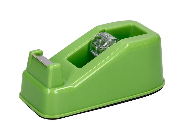 Liderpapel Portarrollo Sobremesa ECOUSE, 100% Plástico Reciclado, Base Antideslizante, Para Cinta Hasta 33 m, Verde, 125 x 64 x 49 mm