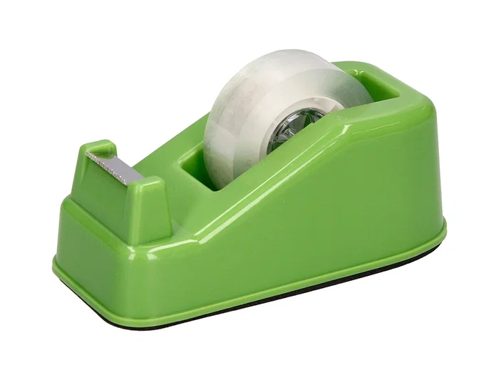 Liderpapel Portarrollo Sobremesa ECOUSE, 100% Plástico Reciclado, Base Antideslizante, Para Cinta Hasta 33 m, Verde, 125 x 64 x 49 mm