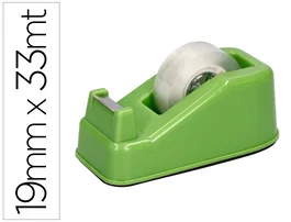 Liderpapel Portarrollo Sobremesa ECOUSE, 100% Plástico Reciclado, Base Antideslizante, Para Cinta Hasta 33 m, Verde, 125 x 64 x 49 mm