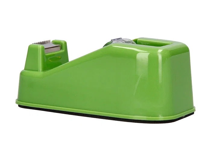 Liderpapel Portarrollo Sobremesa ECOUSE, 100% Plástico Reciclado, Base Antideslizante, Para Cinta Hasta 33 m, Verde, 125 x 64 x 49 mm