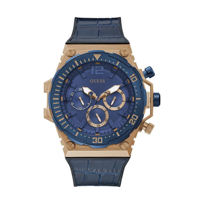 Guess GW0326G1 Reloj Analógico con Caja Rosa y Correa Azul