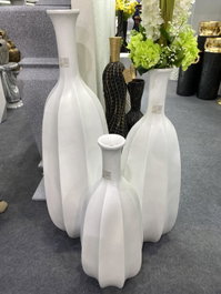 DKD Home Decor Jarrón de Fibra de Vidrio Blanco 34x34x100 cm