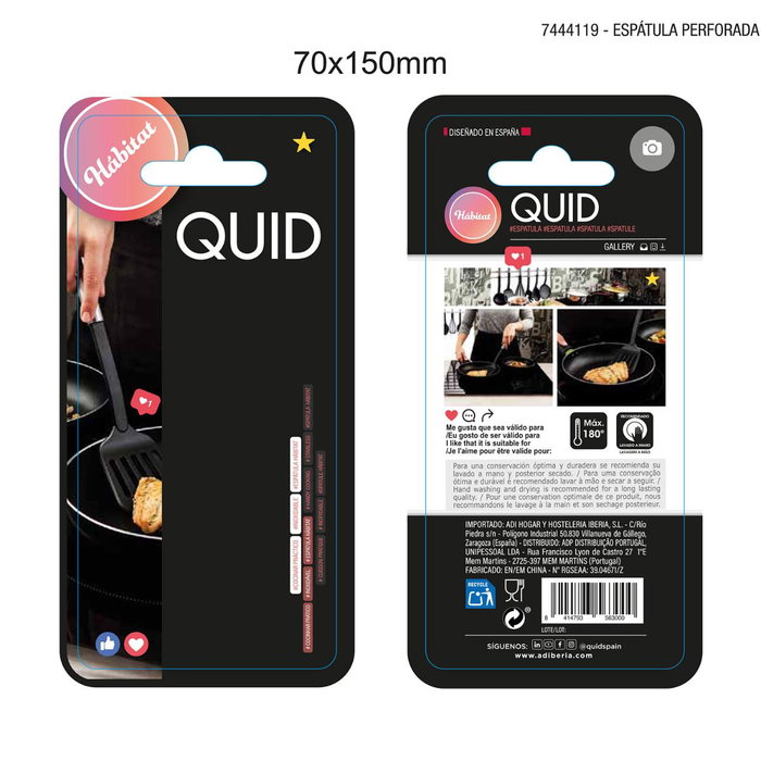 Espátula Perforada Acero Inoxidable Habitat Quid 36x7x6 cm (12 Unidades)