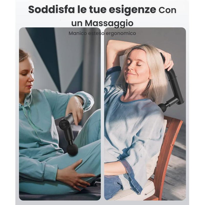 RENPHO Extend Massage Gun C004, Pistola de Masaje Percusión Profunda, Negro, PEU-R-C004-BK