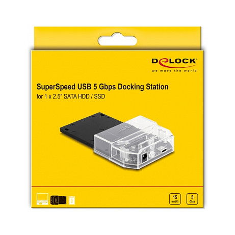 DeLOCK Docking Station USB 3.2 Gen 1 SuperSpeed 5 Gbps para Disco Duro o SSD SATA 2.5 Pulgadas, Puerto Tipo-C, Plug and Play, UASP, S.M.A.R.T.