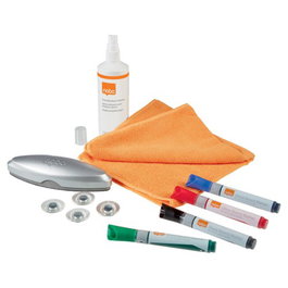 Kit Nobo Para Pizarra Blanca Cristal (Marcadores, Borrador, Trapo Limpieza, Imanes Y Spray 125 Ml)