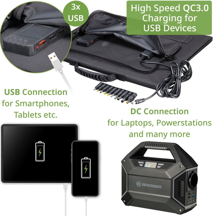 Bresser Panel Solar Móvil 40W con USB y Salida DC Bresser Panel Solar Móvil 40W con USB y Salida DC
