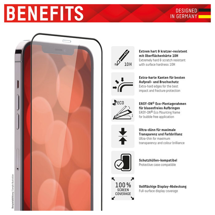 Displex Protector de Pantalla de Vidrio Templado 10H para Apple iPhone 13/13 Pro/14/16e/17e, 6.1", Full Cover, Transparente, Resistente a Impactos y Rayones