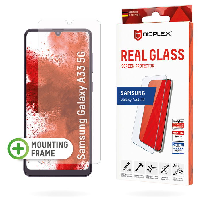 Displex Protector de Pantalla Panzerglas 2D Clear 10H para Samsung Galaxy A33 5G, Cristal Templado Resistente a Rayones e Impactos, Aplicación Fácil Sin Burbujas Displex Protector de Pantalla Panzerglas 2D Clear 10H para Samsung Galaxy A33 5G, Cristal Templado Resistente a Rayones e Impactos, Aplicación Fácil Sin Burbujas