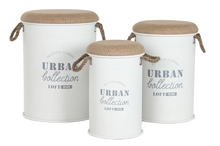 DKD Home Decor Caja Urban Blanco Set de 3 40 x 55.5 x 40 cm DKD Home Decor Caja Urban Blanco Set de 3 40 x 55.5 x 40 cm