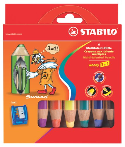 Lapices De Colores Stabilo Woody 3 En 1 Estuche De 6 Lapices De Colores Stabilo Woody 3 En 1 Estuche De 6