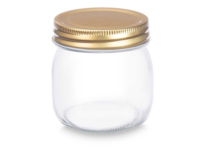 Vivalto Tarro Conserva 180 ml 6x8x6 cm Vidrio Transparente Tapa Oro (Set de 54) Vivalto Tarro Conserva 180 ml 6x8x6 cm Vidrio Transparente Tapa Oro (Set de 54)