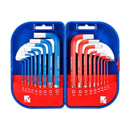 Workpro Juego de 18 Llaves Allen de Brazo Corto Métrico-SAE