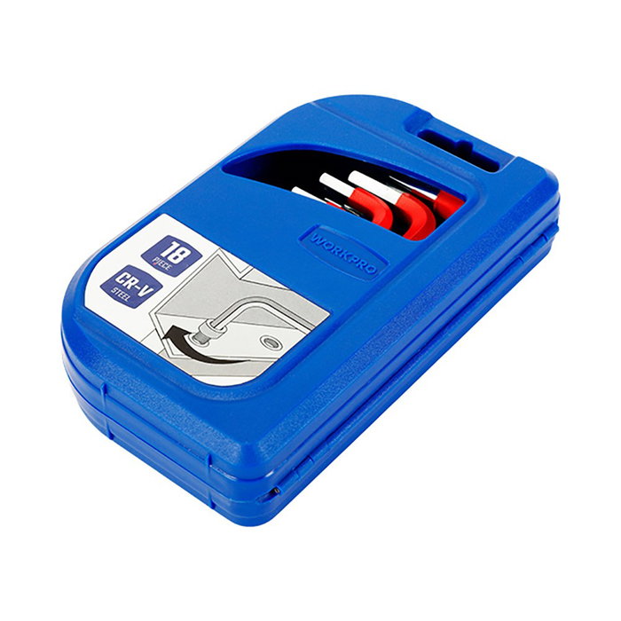 Workpro Juego de 18 Llaves Allen de Brazo Corto Métrico-SAE Workpro Juego de 18 Llaves Allen de Brazo Corto Métrico-SAE