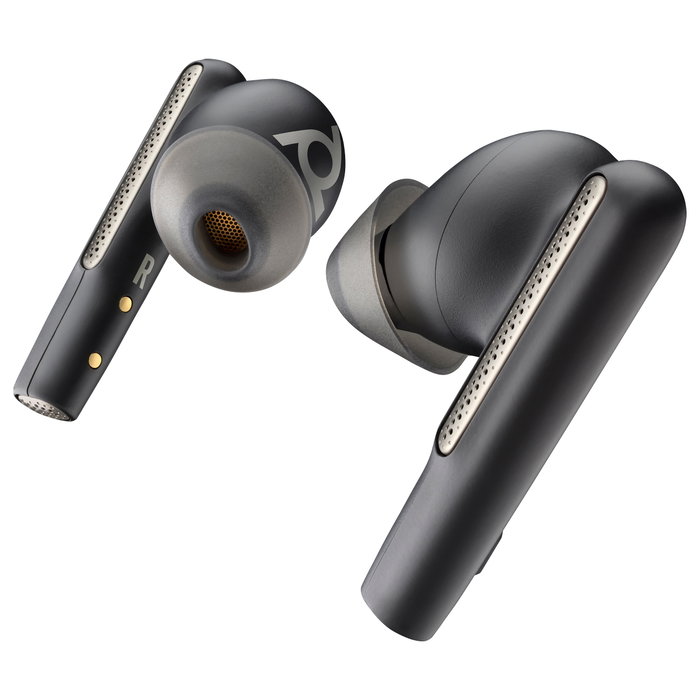 HP Poly Voyager Free 60+ UC Auriculares Intrauriculares Bluetooth 5.3 Negro Carbono con Estuche de Carga Táctil, Cancelación Activa de Ruido, Adaptador USB-C, hasta 24h batería