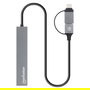 MANHATTAN Kombo-Hub 4 Puertos USB 3.0, HUB USB-C a USB-A 4x, Alimentación por USB, Aluminio Gris, 5 Gbps
