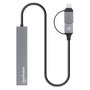 MANHATTAN Kombo-Hub 4 Puertos USB-A 3.2 Gen 1 con Conector Adaptable USB-C/USB-A, Gris