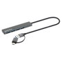 MANHATTAN Kombo-Hub 4 Puertos USB-A 3.2 Gen 1 con Conector Adaptable USB-C/USB-A, Gris