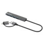 MANHATTAN Kombo-Hub 4 Puertos USB-A 3.2 Gen 1 con Conector Adaptable USB-C/USB-A, Gris