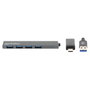 MANHATTAN Kombo-Hub 4 Puertos USB-A 3.2 Gen 1 con Conector Adaptable USB-C/USB-A, Gris