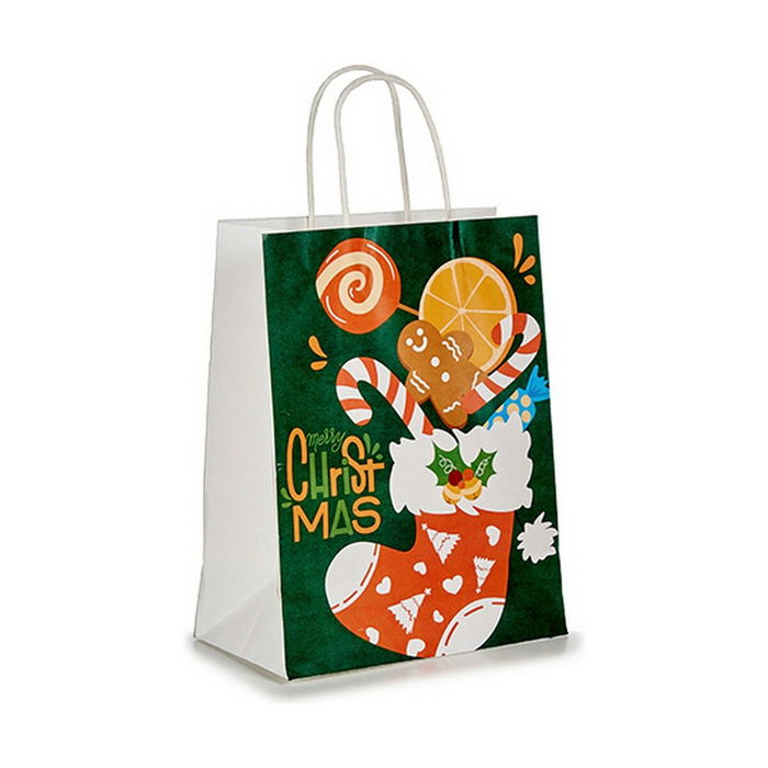 Bolsa de Papel Krist+ Verde 35 x 0,3 x 21 cm Calcetín de Navidad (12 Unidades)