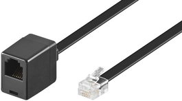 MicroConnect Cable de extensión RJ12 6C/6P 3 metros, Negro, Macho a Hembra