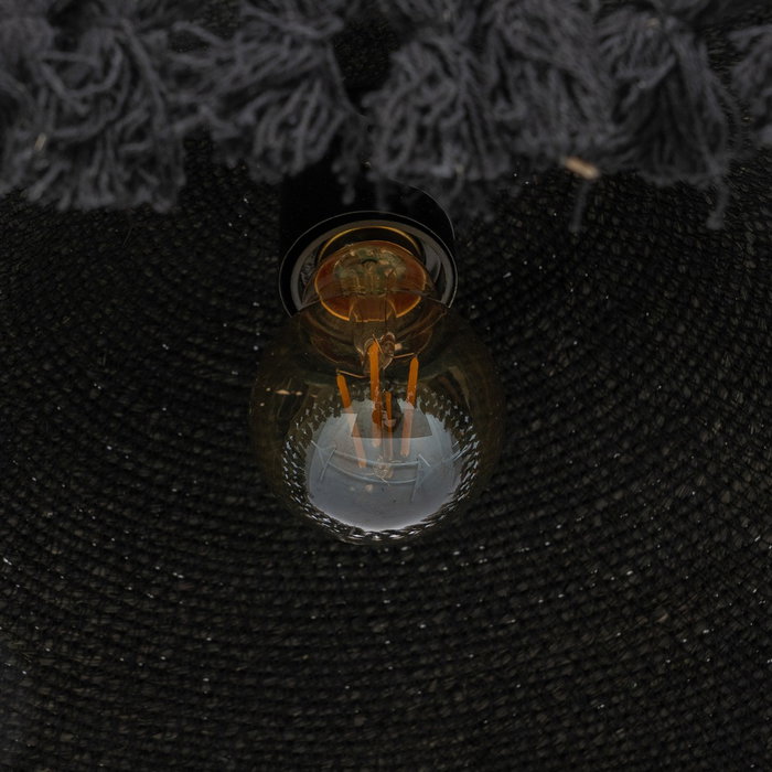 Lampara Techo Negro Fibra Natural 40 X 40 X 12 cm