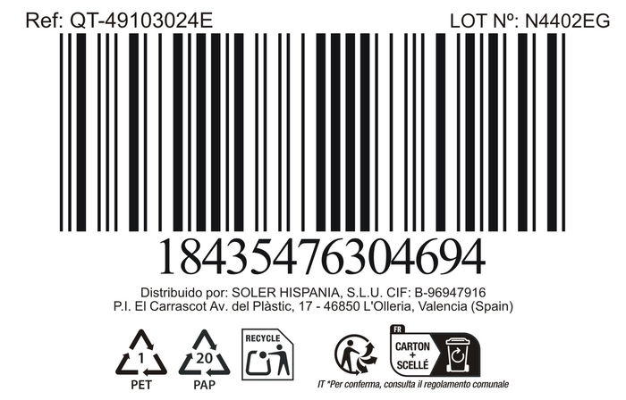 Inde Cacerola Acero Inoxidable con Tapa "Hermes" 24 cm (5.5 L) (4 Unidades)