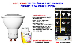 TALOX Bombilla LED Dicroica GU10 5 W 6000K Luz Fría