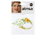 Tatuaje de ojos en verde con flores amarillas y motivos naturales