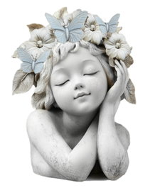 DKD Home Decor Macetero Magnesia Chica Mariposa Gris Claro y Azul