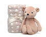 KioKids Oso de Peluche Marrón con Manta de Estrellas para Bebé, Suave, 25 cm