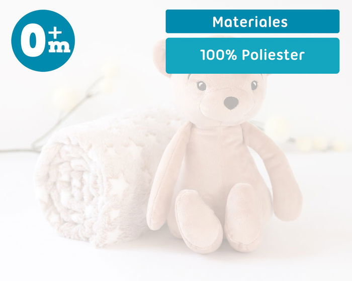 KioKids Oso de Peluche Marrón con Manta de Estrellas para Bebé, Suave, 25 cm