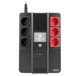 NGS Fortress Bunker SAI Offline 600VA/360W 6 Salidas Schuko Negro