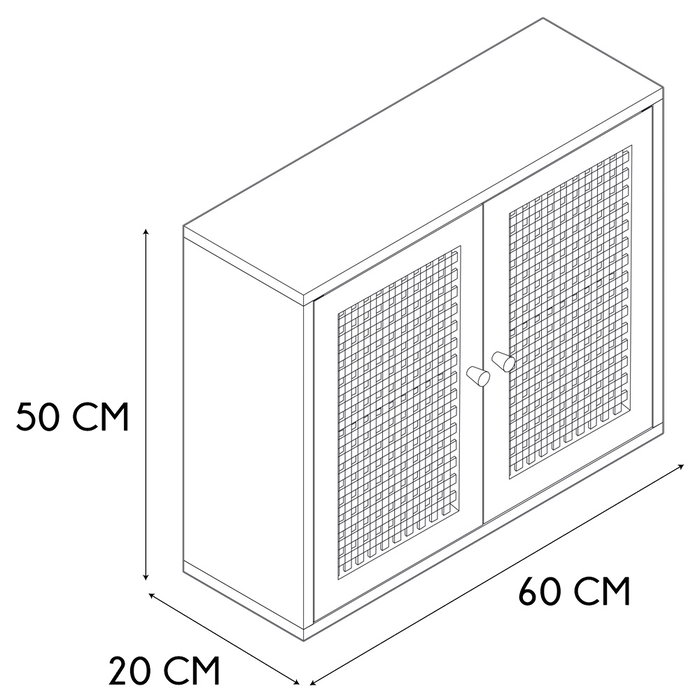 Home Deco Factory Armario Pared Bali 60x20 cm, Altura 50 cm, Colección Natural