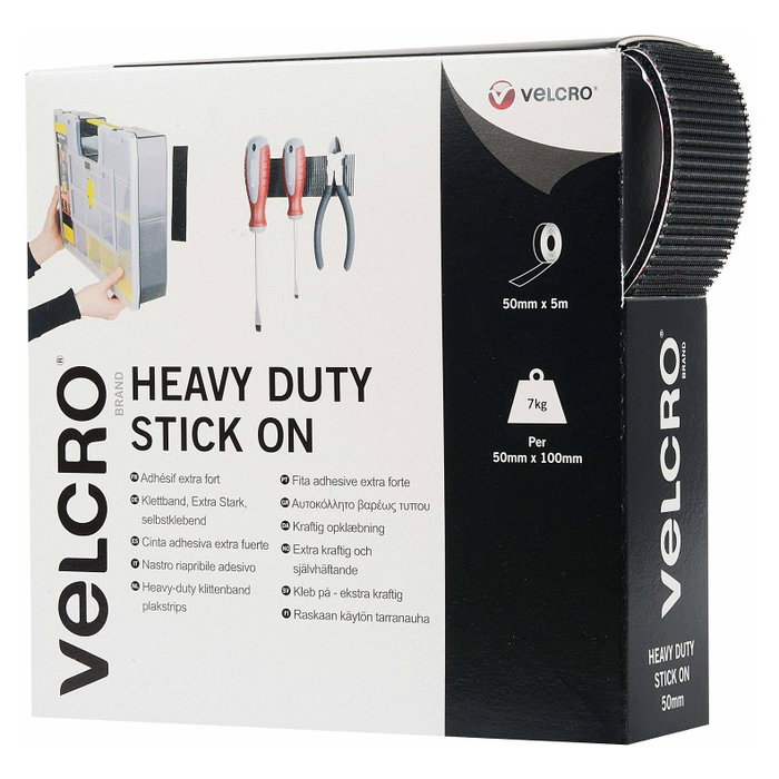 VELCRO VEL-EC60243 Cinta de enganche y lazo autoadhesiva Extra Stark Negra 50mm x 5m VELCRO VEL-EC60243 Cinta de enganche y lazo autoadhesiva Extra Stark Negra 50mm x 5m