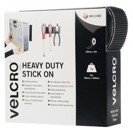VELCRO Cinta de velcro extra fuerte autoadhesiva 50 mm x 5 m Negro