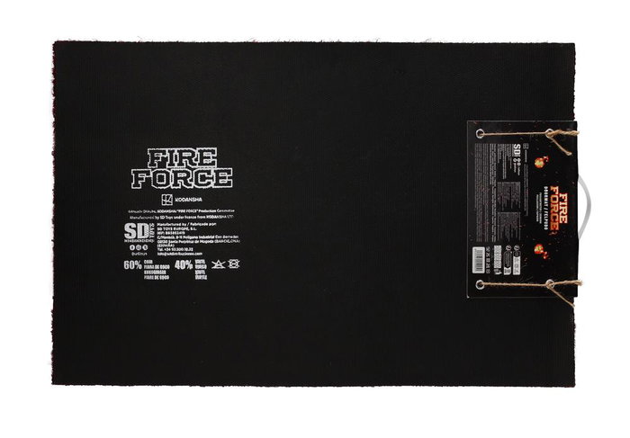 SD Toys Felpudo de Entrada 60x40 cm Fire Force Anime, Fibra de Coco con Asa, Alfombrilla para Hogar