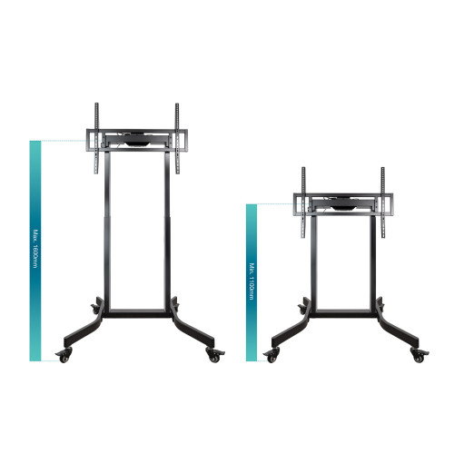 TooQ Soporte Suelo Pantallas 55"-100" FSM02-B Regulable Eléctricamente con Ruedas Negro