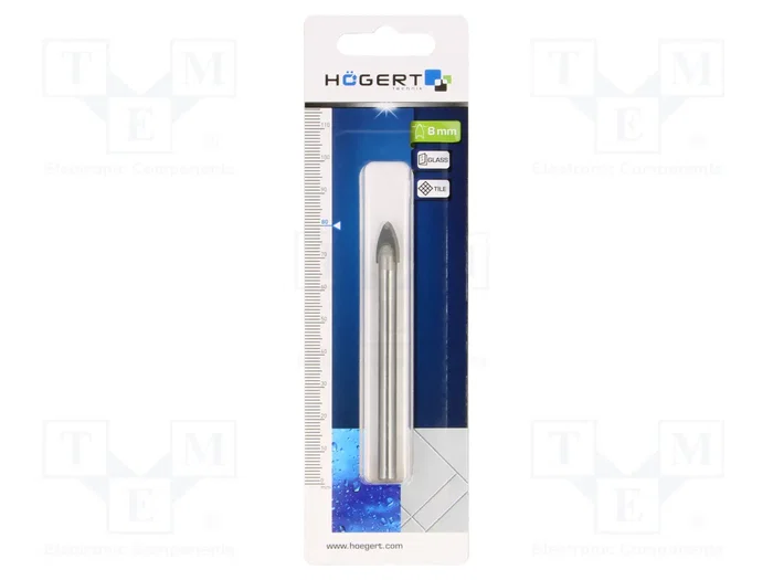 HÖGERT TECHNIK Broca para vidrio de 8 mm y 80 mm HÖGERT TECHNIK Broca para vidrio de 8 mm y 80 mm