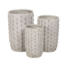 Ixia Pack de 3 Jarrones Decorativos Crema Magnesio 34,5 x 34,5 x 54 cm